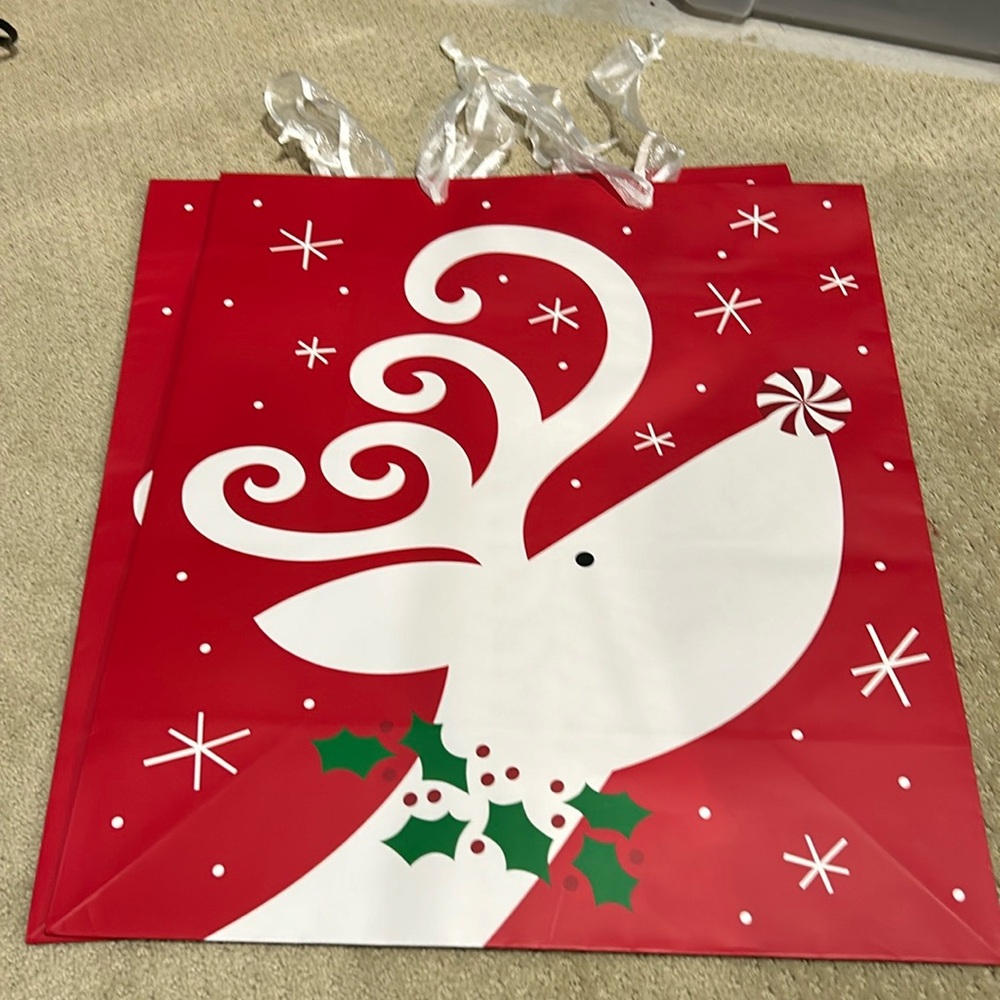 2 XL Reindeer Christmas Gift Bags